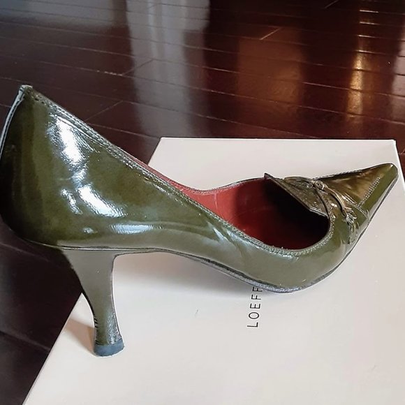 Delman,Army Green Patent Leather Heels - Picture 3 of 8